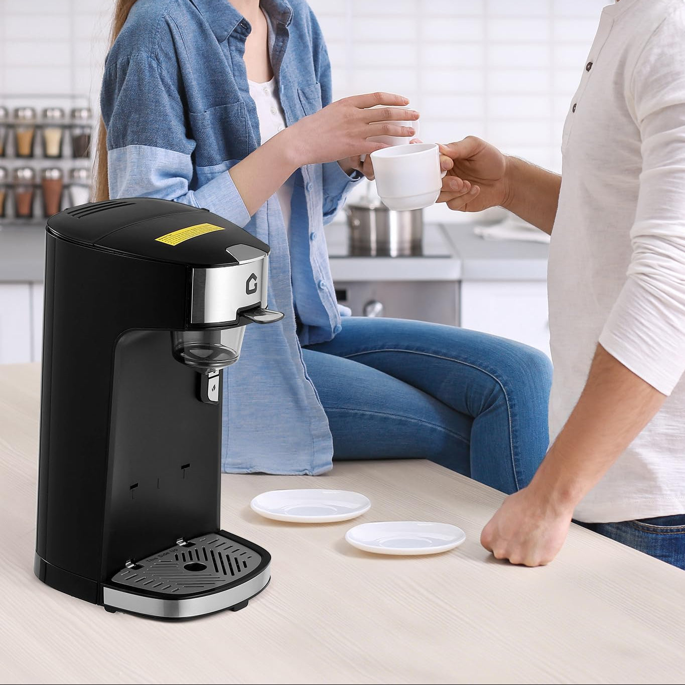 Garvee Single Serve Coffee Maker - Portable and Compact with 18.6 Oz Water Tank, Adjustable Tray, Perfect for Home, Office, RV, and Camping