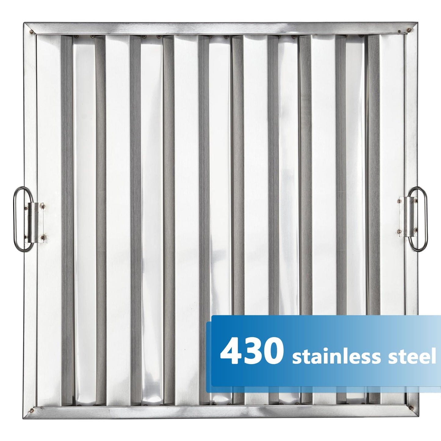 Garvee Commerical Hood Filters 19.5W x 19.5H Inch, 430 Stainless Steel 5 Grooves, Range Hood Filters for Restaurant Kitchen Exhaust Hoods, Pack of 6