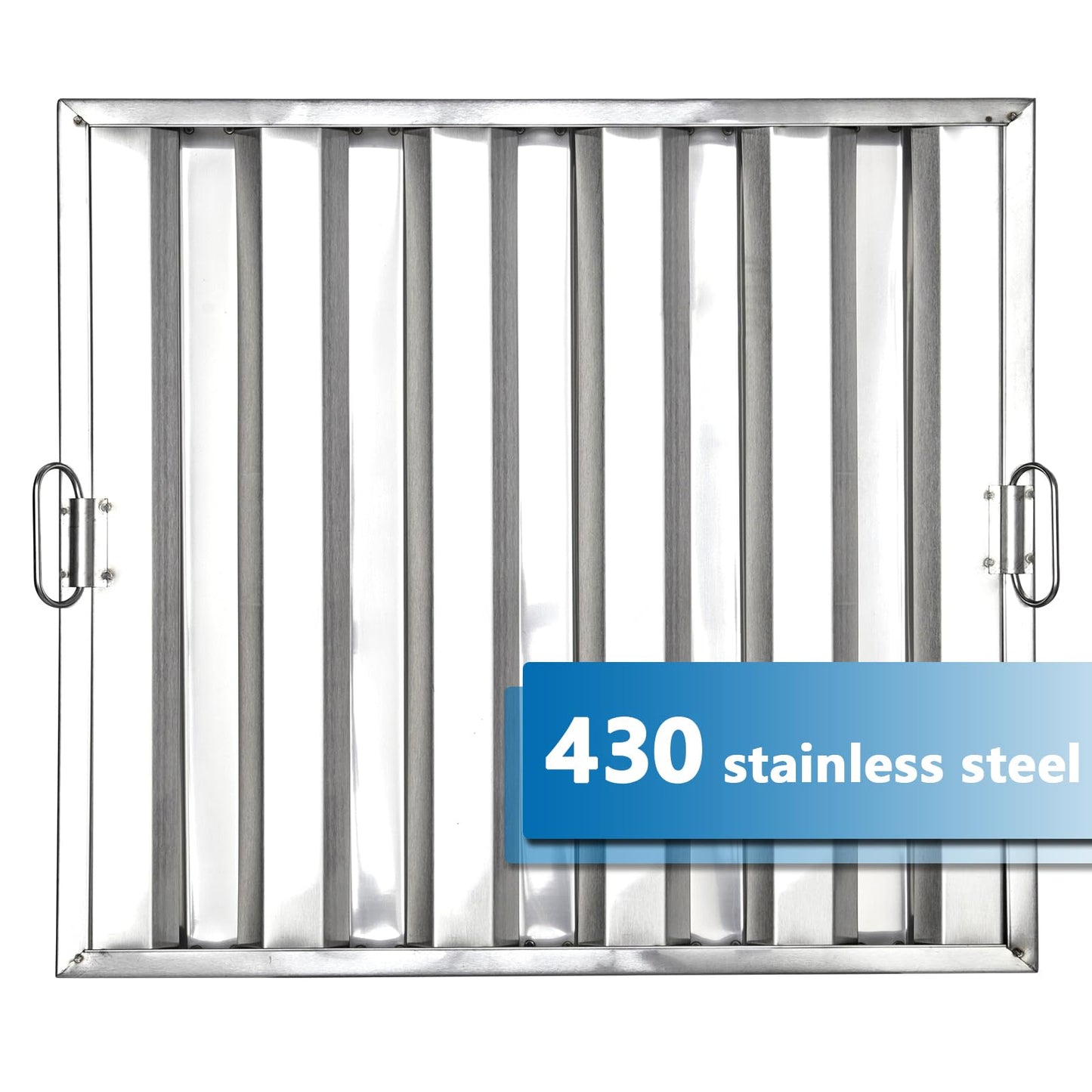 Garvee Commerical Hood Filters 19.5W x 15.5H Inch, 430 Stainless Steel 5 Grooves, Range Hood Filters for Restaurant Kitchen Exhaust Hoods, Pack of 6