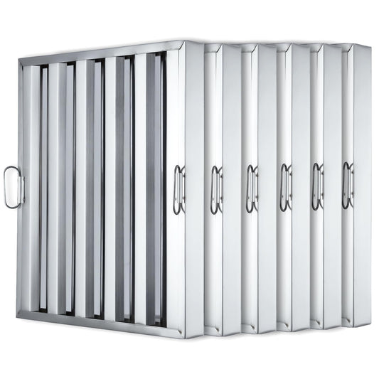 Garvee Commerical Hood Filters 19.5W x 19.5H Inch, 430 Stainless Steel 5 Grooves, Range Hood Filters for Restaurant Kitchen Exhaust Hoods, Pack of 6