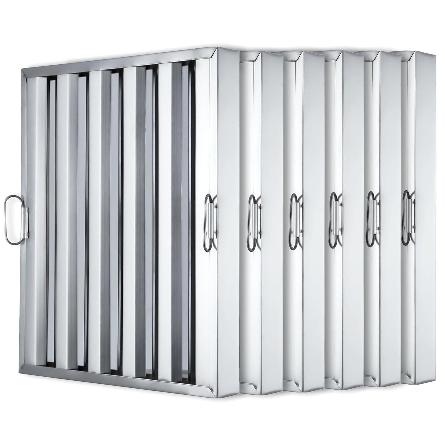 Garvee Commerical Hood Filters 19.5H x 24.5W Inch, 430 Stainless Steel 5 Grooves, Range Hood Filters for Restaurant Kitchen Exhaust Hoods, Pack of 6