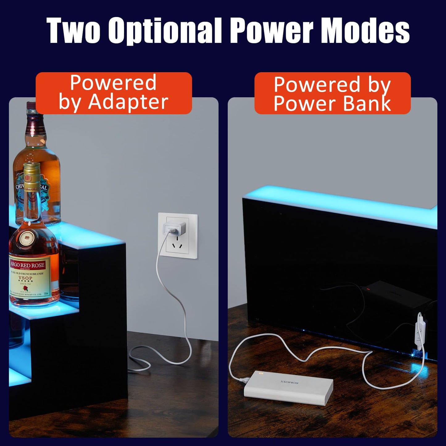 Garvee 24-Inch Smart LED Liquor Display Cabinet - App-Controlled L-Shaped Acrylic Shelf for Home Bar or Commercial Use | 180-Bottle Capacity