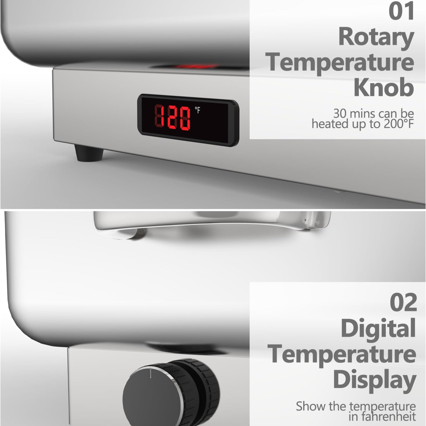 Garvee 2 PACK Electric Chafing Dish Buffet Set 9QT Buffet Food Servers and Warmers Digital Display Temperature with 1 Full-size Pan & 2 Half-size Pan Stainless Steel for Parties Weddings Caterings