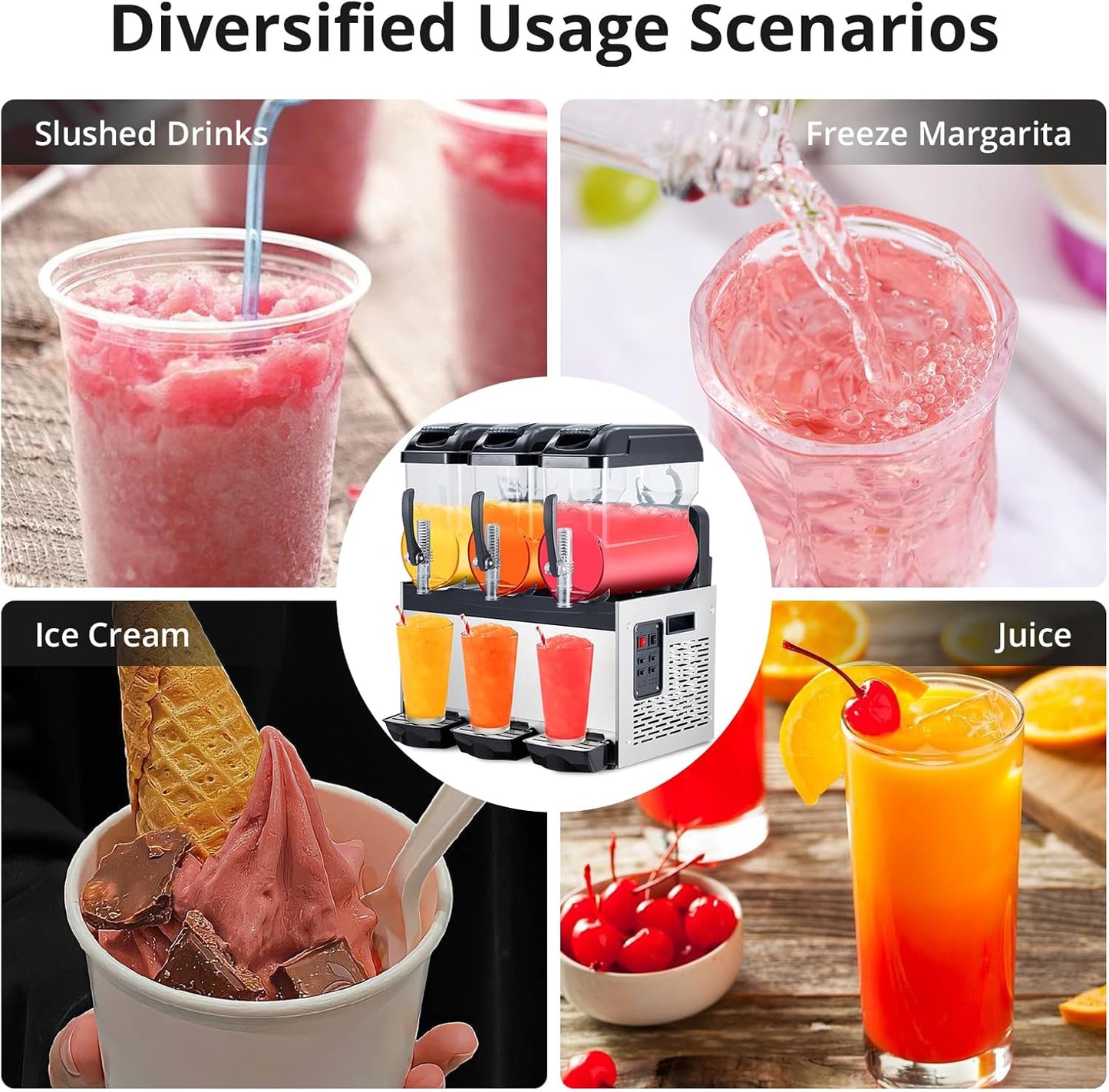 Garvee Commercial Slushy Machine 36L/9.6Gal with Self-Cleaning & 860 Watts Stainless Steel – Frozen Drink & Margarita Maker for Coffee Shops, Restaurants, Bars