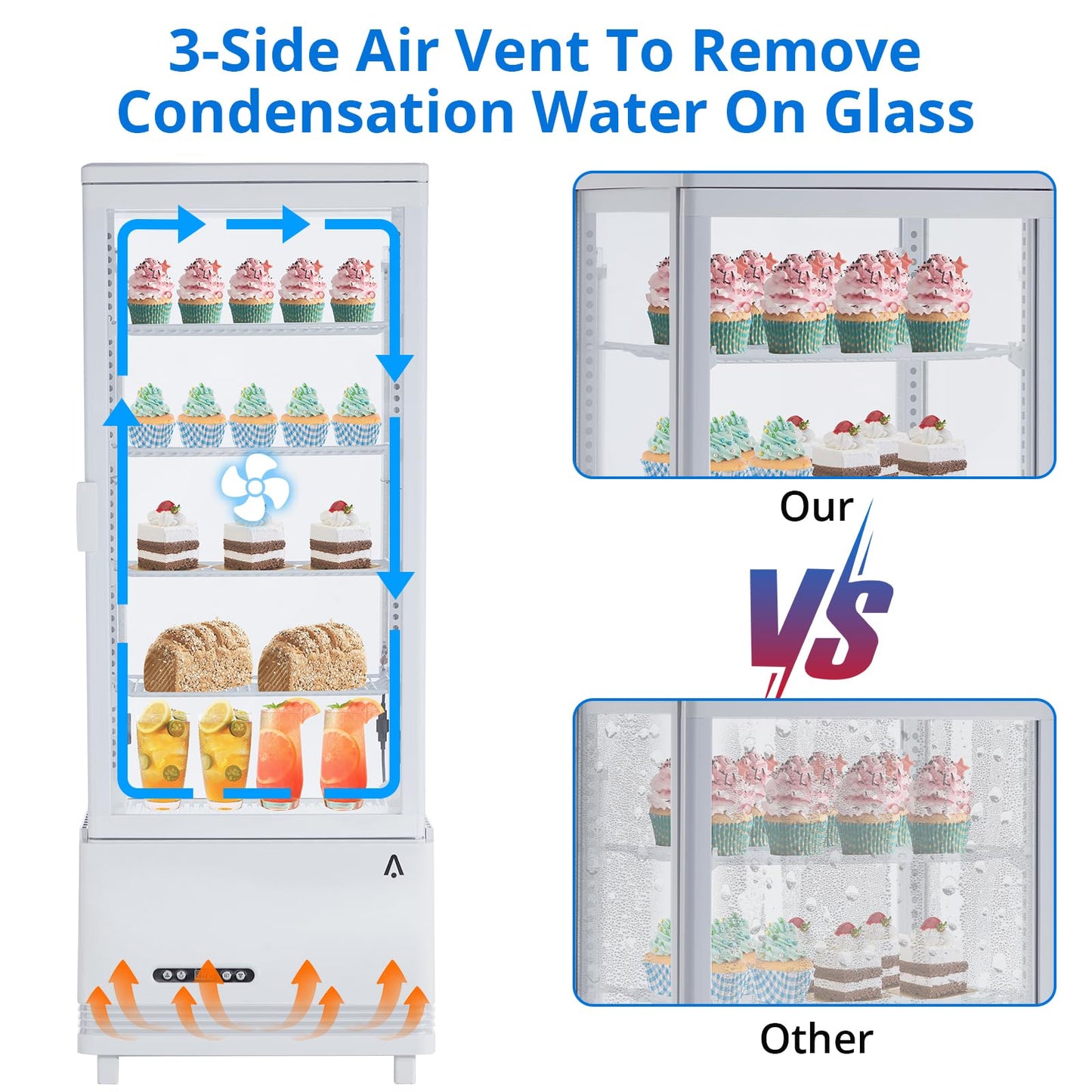 Garvee Commercial Refrigerator - 3.46 cu.ft. 98L, Upright Beverage Cooler, Countertop Design with LED Light, Ideal for Home, Store, Gym, Office, and Cafe Restaurant