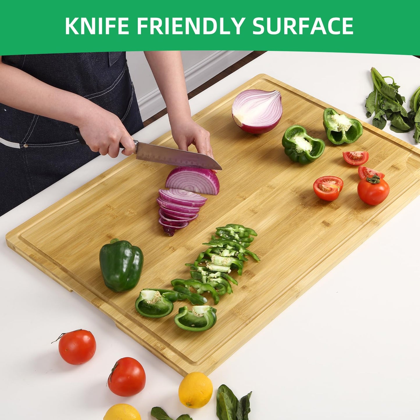 Garvee 30 x 20 Extra Large Bamboo Cutting Board, Wooden Cutting Board for Kitchen With Juice Groove and Handles, Over Sink Board Meat Cutting Board, Large Caving Board Charcuterie Board