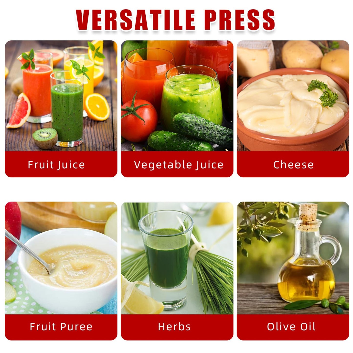 Garvee 1.32 Gal/5L Capacity Stainless Steels Fruit Wine Press and Juice Maker, Ideal for Wine, Cider, Apple, Tincture, Vegetables, Honey, Olive Oil Features T-Handle, Stable Triangular Structure