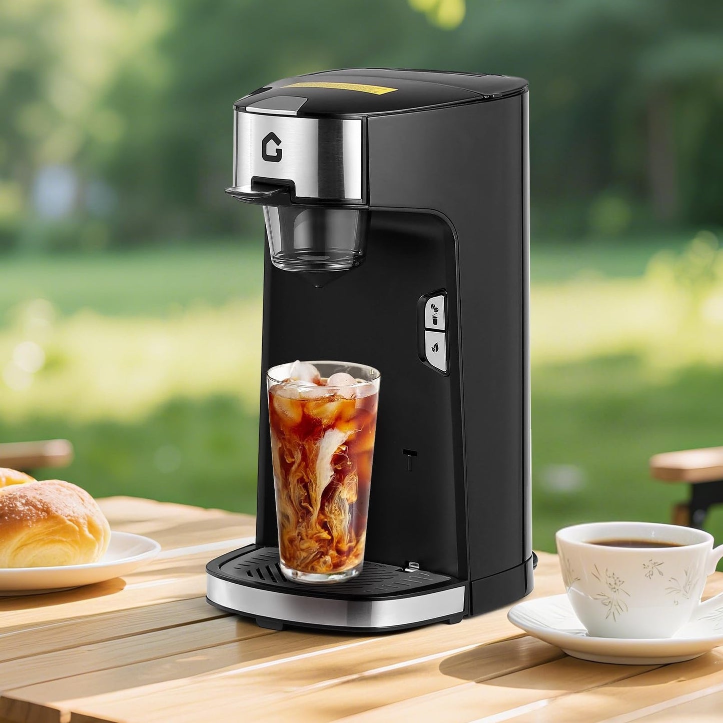 Garvee Single Serve Coffee Maker - Portable and Compact with 18.6 Oz Water Tank, Adjustable Tray, Perfect for Home, Office, RV, and Camping