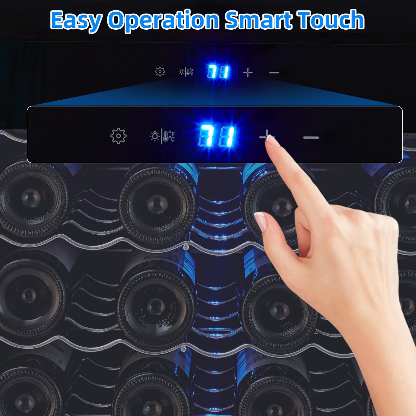 Garvee 80 Bottle Wine Cooler Refrigerator with Intelligent Digital Temperature Control - 48" Large Single Zone Wine Fridge, Low Noise Operation, Freestanding Wine Refrigerator (110V/60HZ)