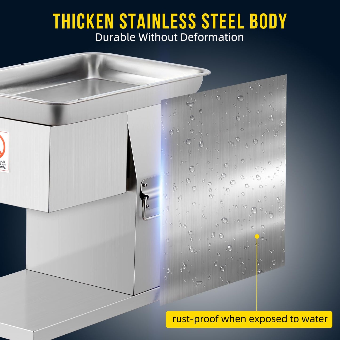 Garvee Electric Meat Slicer - 800W Pure Copper Motor, Automatic Operation, Detachable Stainless Steel Blade, 3mm Adjustable Thickness, Commercial Kitchen & Restaurant