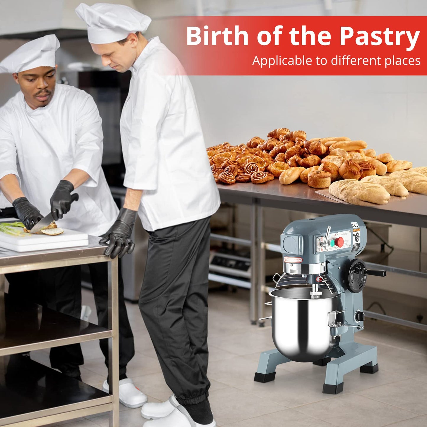 Garvee Commercial Stand Mixer 15Qt with Timing Function, 600W 3 Speeds Adjustable, Stainless Steel Bowl Stand Mixer With Safety Guard, Premium for Schools Bakeries Restaurants Pizzerias