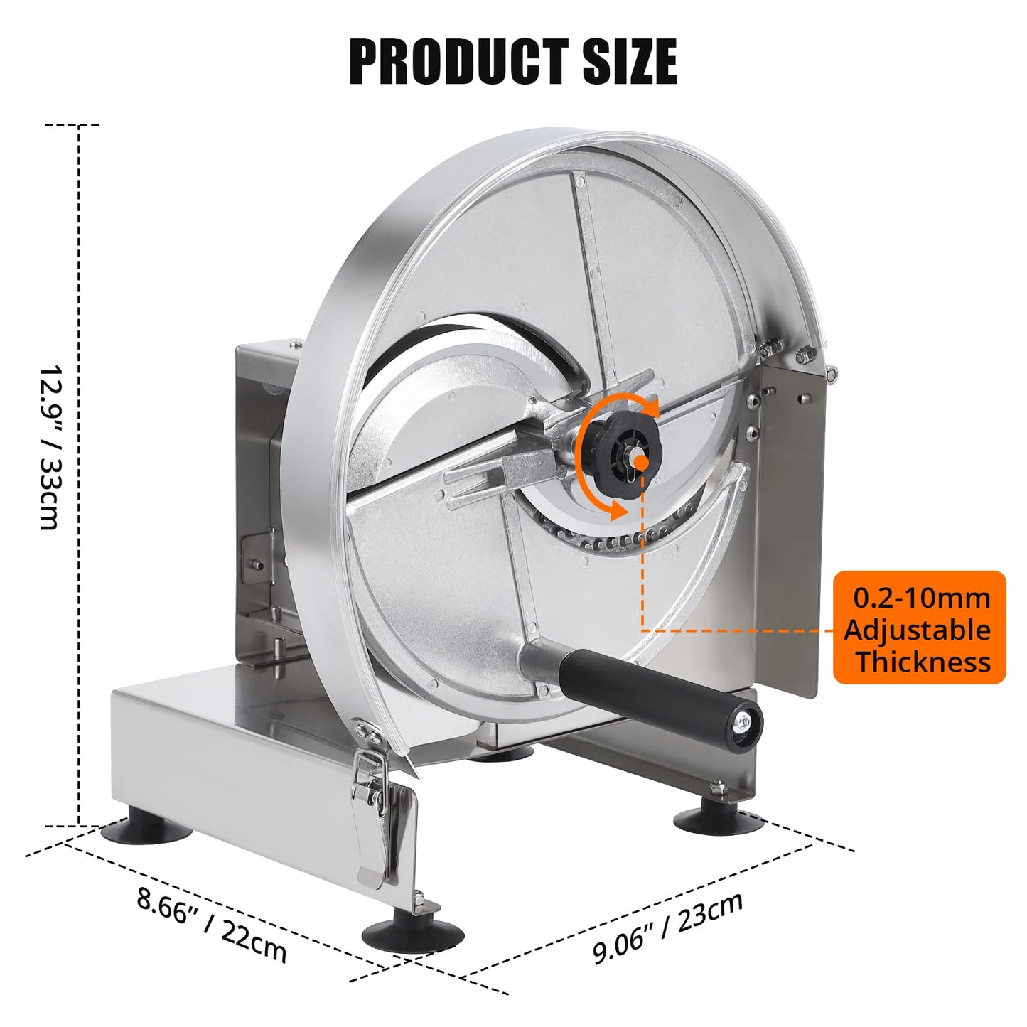 Garvee Commercial Vegetable Slicer Manual Potato Tomato Cutter Stainless Steel Adjustable 0.2-10mm Thickness, Easy Clean, Stable Operation, Suitable for Home and Professional Use