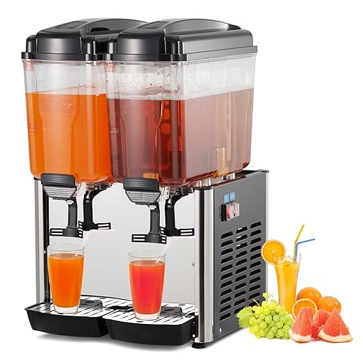 GARVEE 36L (9.6 Gallon) Commercial Juice Dispenser, 2 Tanks, Stainless Steel Beverage Dispenser for Home, Hospitality