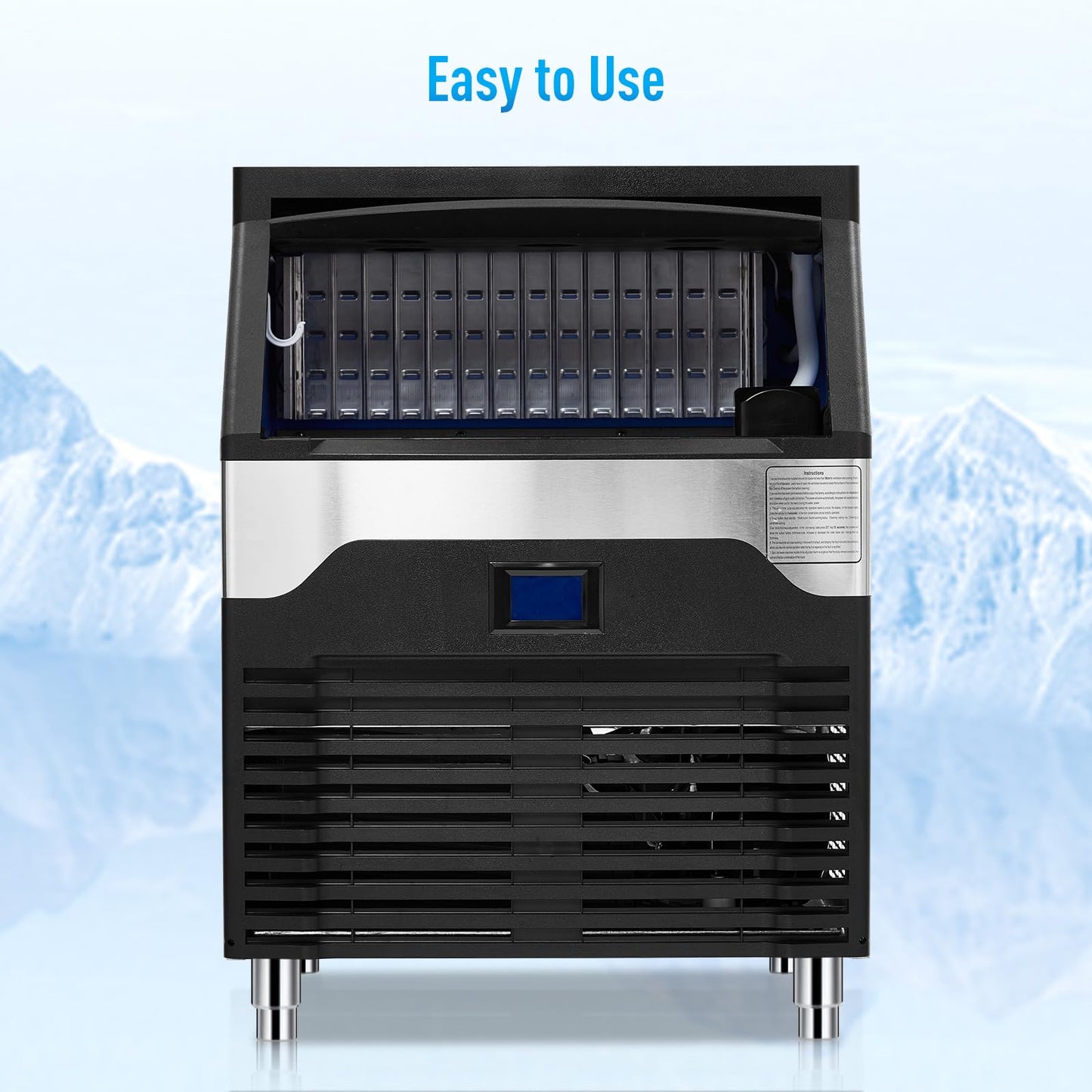 Garvee 160 lbs/24H Commercial Ice Maker – Stainless Steel Under Counter Machine with 88 lbs Ice Storage, Self-Cleaning, Quiet 433W Compressor, Smart LCD Control & Water Filtration for Bar & Restaurant