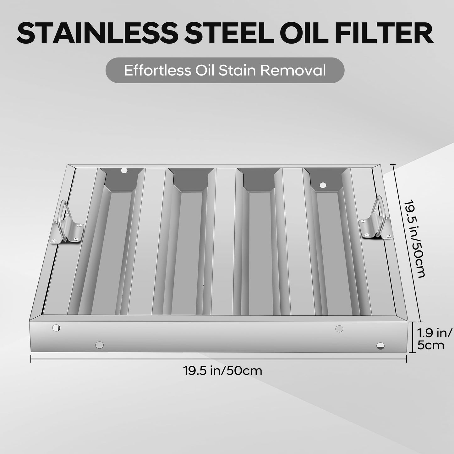 Garvee Hood Filters 19.5W x 19.5H Inch 430 Stainless Steel Commercial Kitchen Range Hood Baffle Grease Filter 5 Pack