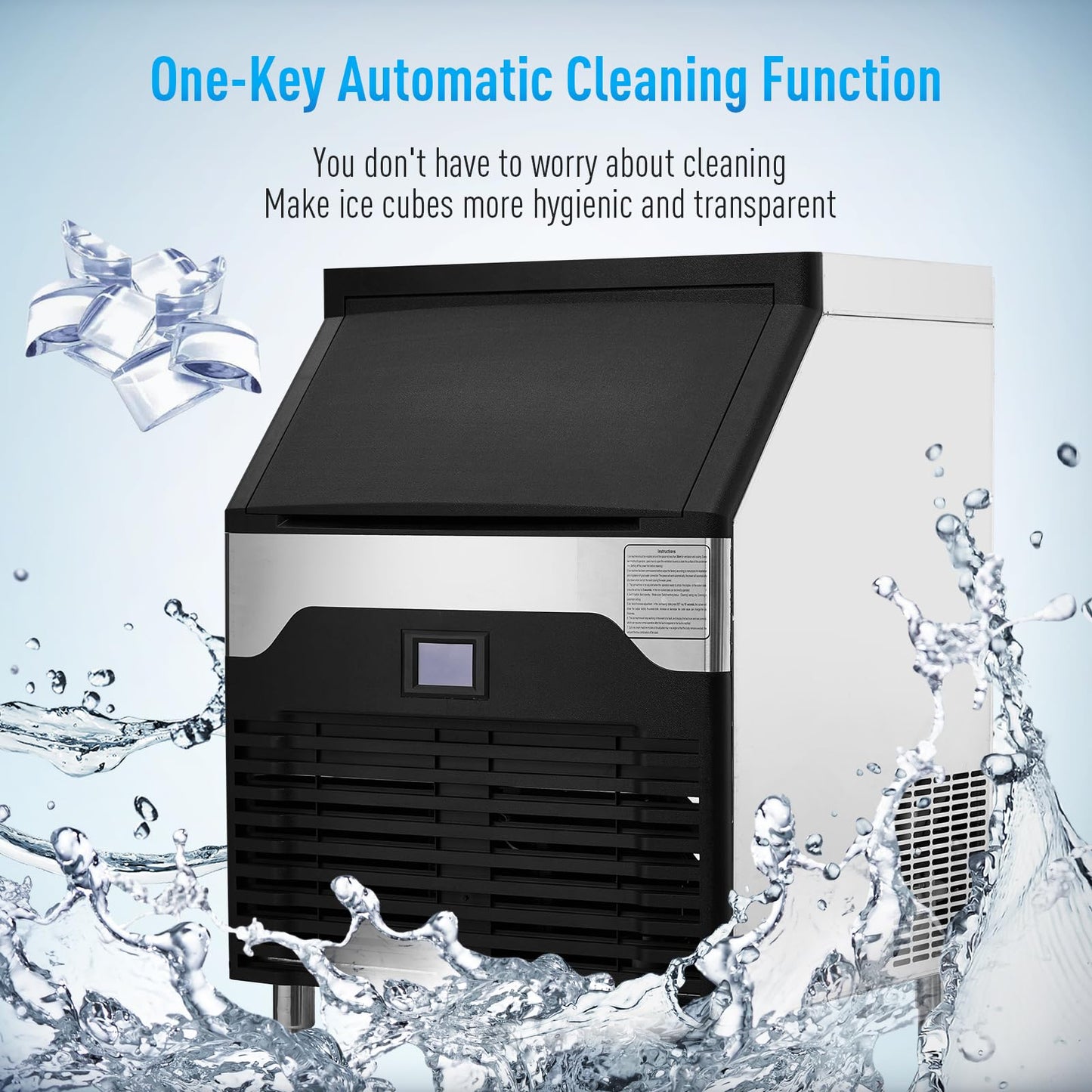 Garvee 160 lbs/24H Commercial Ice Maker – Stainless Steel Under Counter Machine with 88 lbs Ice Storage, Self-Cleaning, Quiet 433W Compressor, Smart LCD Control & Water Filtration for Bar & Restaurant