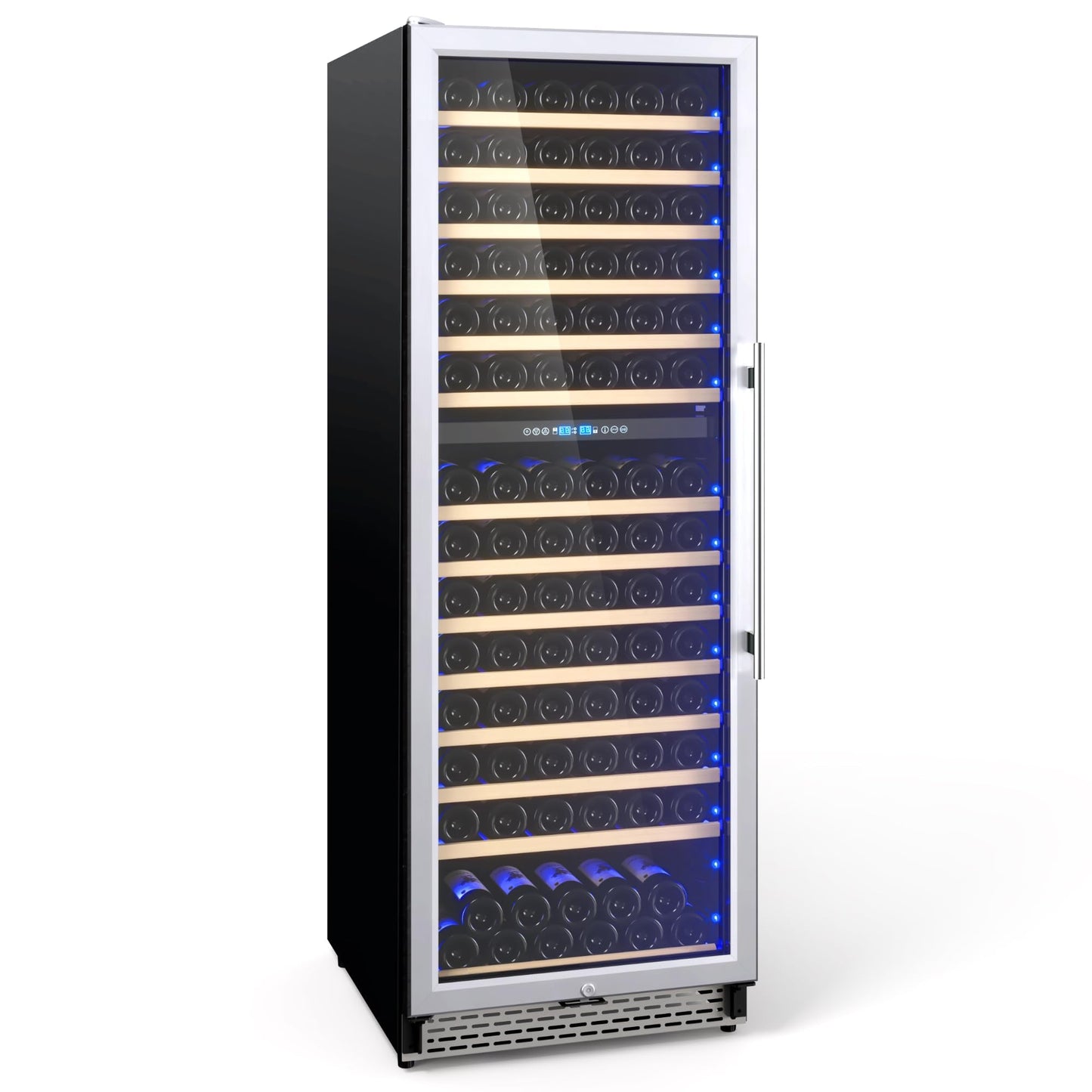 Garvee Dual Zone Freestanding Wine Fridge 24" - 154 Bottle Capacity, Built-In Wine Cooler Refrigerator With Safety Child Lock for Red, White, Champagne, or Sparkling Wine - Stainless Steel