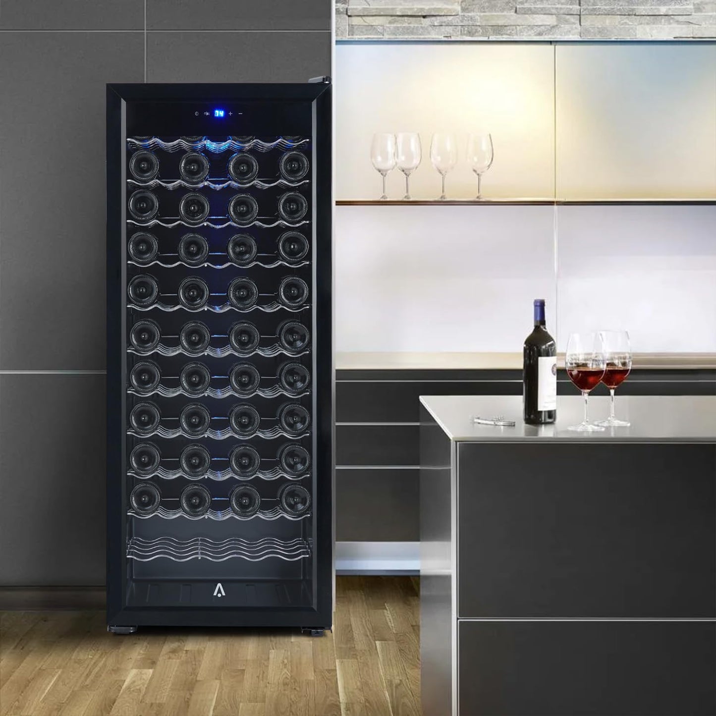 Garvee 80 Bottle Wine Cooler Refrigerator with Intelligent Digital Temperature Control - 48" Large Single Zone Wine Fridge, Low Noise Operation, Freestanding Wine Refrigerator (110V/60HZ)
