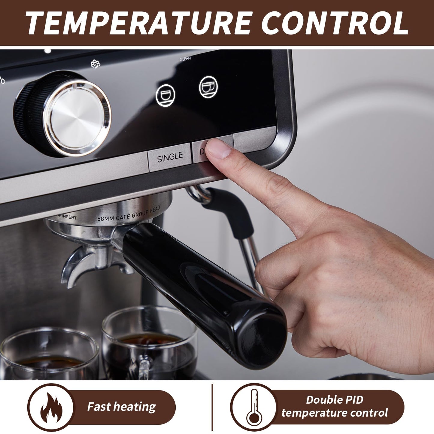 Garvee Professional Espresso Machine with Grinder: Brew Barista-Quality Coffee at Home,Professional Espresso Maker with Milk Frother Steam Wand, 20 Bar Barista Cappuccino Machine - Gray