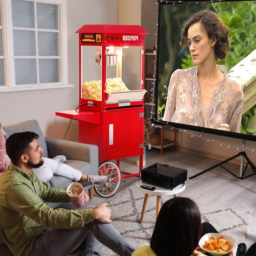 Garvee Popcorn Machine, Commercial Popcorn Machine With Cart, Popcorn Maker Machine With Stainless-Steel 8oz Kettle Makes Up To 60 Cups, Vintage Style