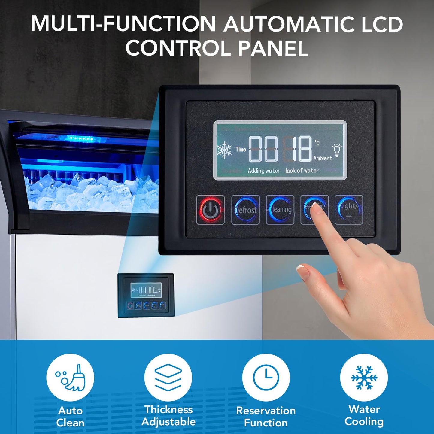 Garvee Ice Maker 265 LBS/24H, 55 Lb Storage, 450W, 120 Cubes/15 Min, Stainless Steel Under Counter for Bars Cafes Homes Businesses