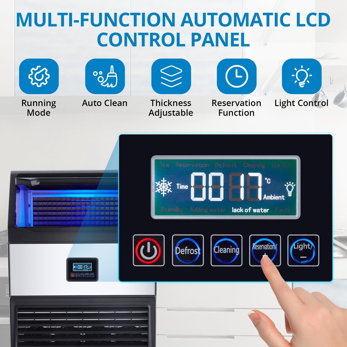 Garvee Commercial Ice Maker Machine, 200LB/24H Stainless Steel Under Counter Ice Maker with 55LBS Storage Capacity, 90 Ice Cubes Ready in 11-18Mins for Home, Bar, Restaurant, Outdoor Activities