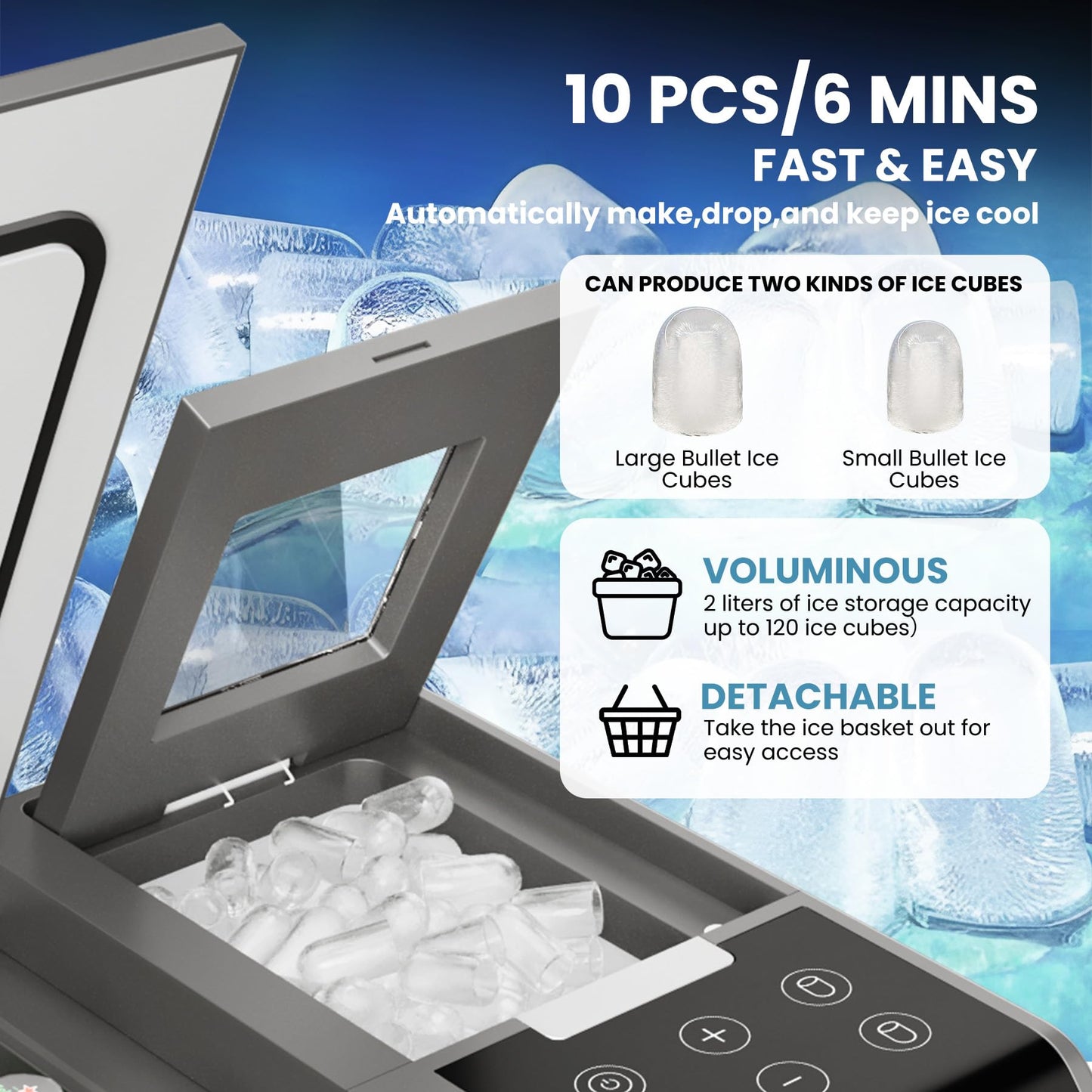 Garvee 12 Volt Refrigerator with Ice Maker,40QT(38L) Electric Cooler, Car Refrigerator Usable Battery Dual Zone,12V Fridge 12/24V DC 110-240V AC for Camping,Travel,Outdoor,Home