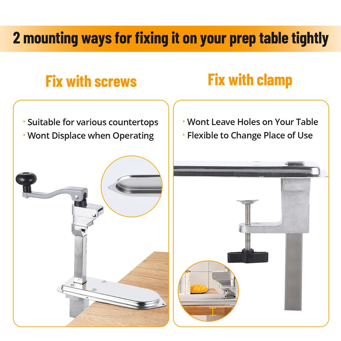 Garvee Manual Table Can Opener, Heavy-Duty Commercial Countertop, Stainless Steel Blade, Plated Steel Base, Opens Cans Up to 12 Inches, Suitable for Home and Commercial Kitchens