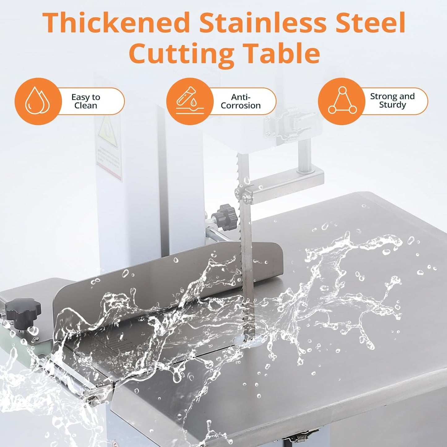 Garvee Commercial Electric Meat Bandsaw, 1100W Bone Saw Machine, 0.39～6.6 Inches Cutting Thickness with 6 Saw Blades, Meat Bandsaw Butchering with Workbench Width of 20.86 x 17.52 Inches