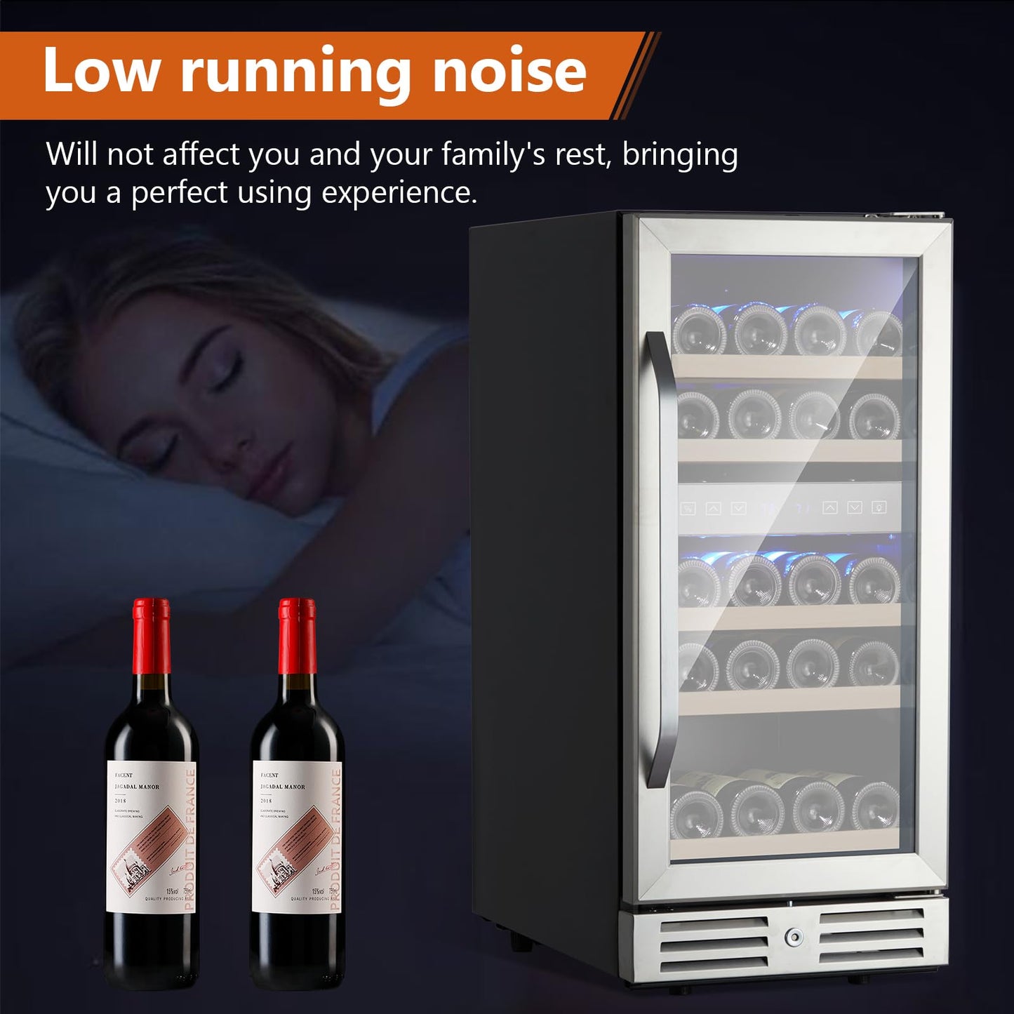 Garvee 15 Inch Wine Cooler Under Counter 29 Bottle Dual Zone Wine Refrigerator with Stainless Steel Digital Temperature Control for Kitchens Bar