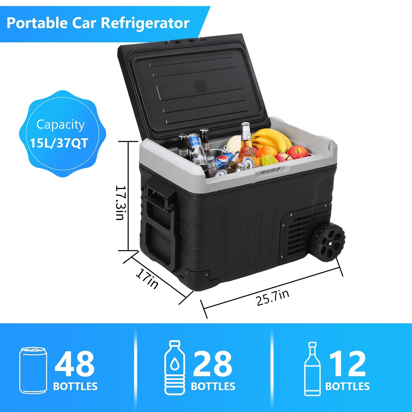 Garvee 37Qt (35L) Dual Zone Car Refrigerator, -4℉-68℉, 12V/24V Electric Cooler, Portable Freezer for Car, Truck, Home Use