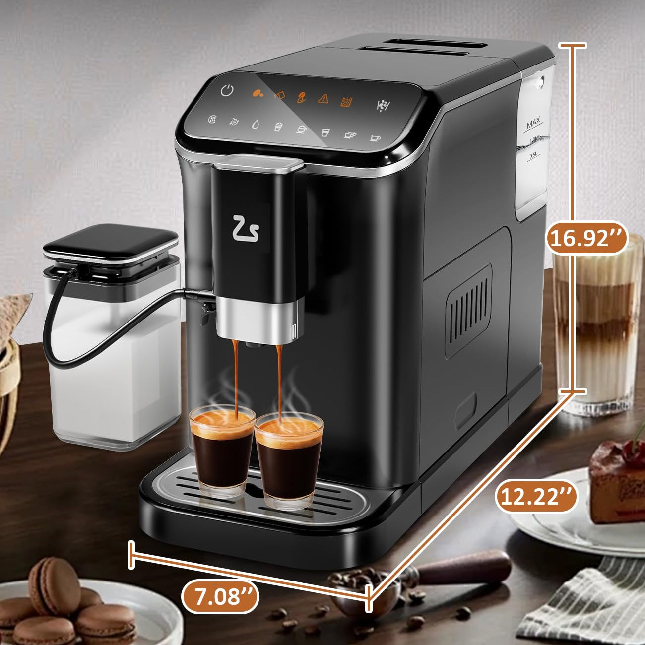 Garvee 20 Bar Espresso Machine with Built - in 15 - Setting Grinder, Automatic Milk Frother, 1.5L Water Tank & Dual Boiler