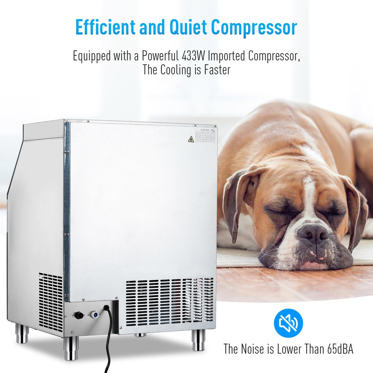 Garvee 160 lbs/24H Commercial Ice Maker – Stainless Steel Under Counter Machine with 88 lbs Ice Storage, Self-Cleaning, Quiet 433W Compressor, Smart LCD Control & Water Filtration for Bar & Restaurant