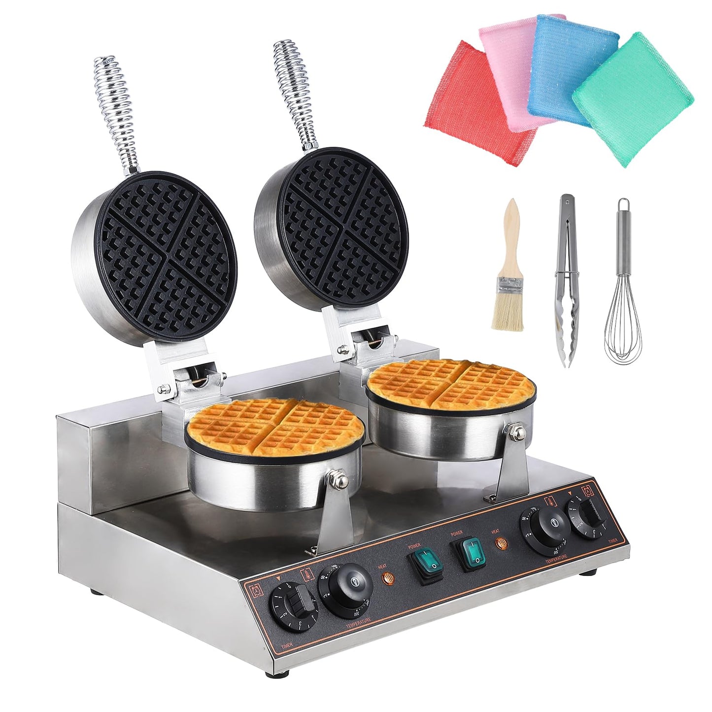 Garvee Commercial Electric Waffle Maker Stainless Steel Nonstick Mold for Restaurant, Bakeries, Snack Bar Use (110V 2400W)
