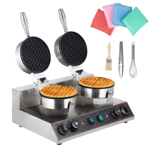 Garvee Commercial Electric Waffle Maker Stainless Steel Nonstick Mold for Restaurant, Bakeries, Snack Bar Use (110V 2400W)