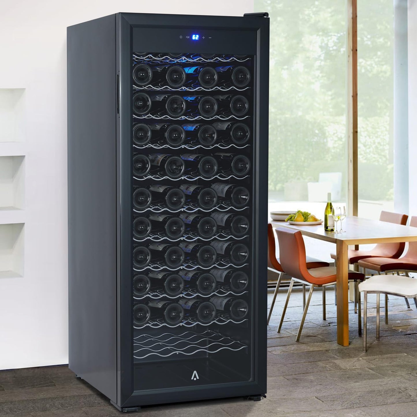 Garvee 80 Bottle Wine Cooler Refrigerator with Intelligent Digital Temperature Control - 48" Large Single Zone Wine Fridge, Low Noise Operation, Freestanding Wine Refrigerator (110V/60HZ)