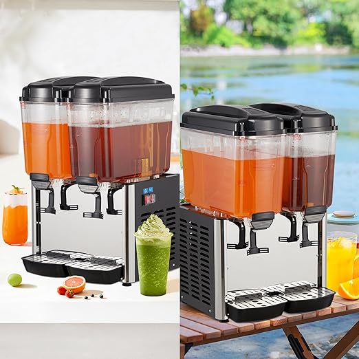GARVEE 36L (9.6 Gallon) Commercial Juice Dispenser, 2 Tanks, Stainless Steel Beverage Dispenser for Home, Hospitality