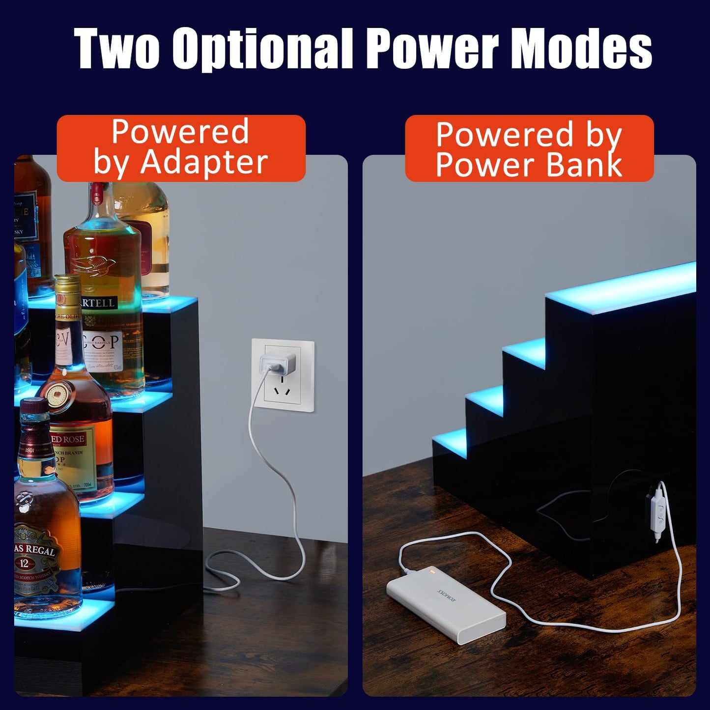 Garvee LED Lighted Liquor Bottle Display, 4 Tier 16 Inch LED Bar Display Shelf with Remote & App Control, Acrylic Lighted Bottle Display Stand, 16 Colors, 4 Modes, Bar Shelves for Liquor Bottles