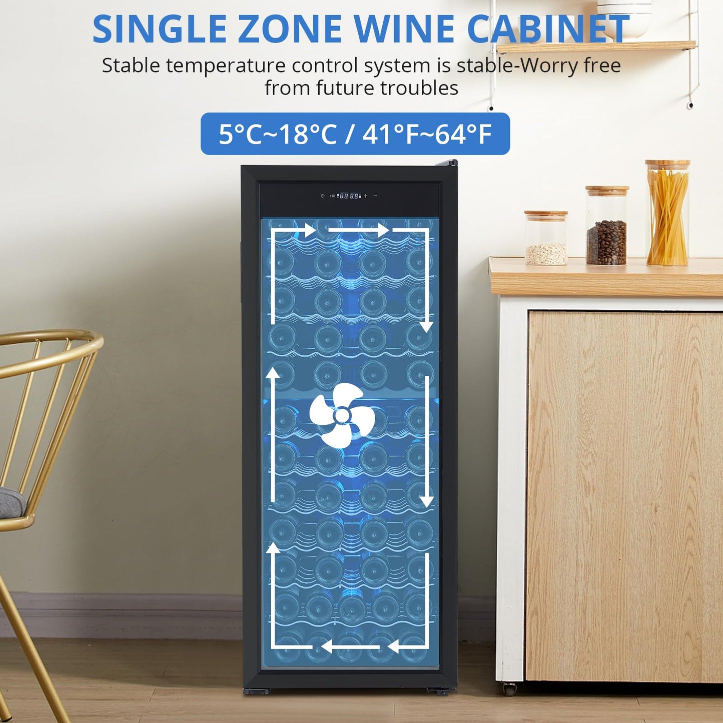 Garvee 80 Bottles Dual Zone Wine Cooler LED Touch Display | UV Protection Glass Door Wine Fridge | 41-64°F Temperature Control | Quiet Compressor Wine Cellar for Red & White Wine