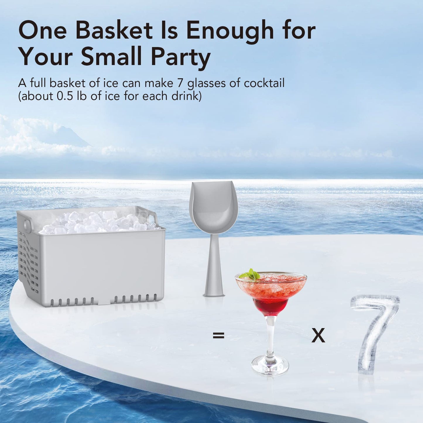 Garvee 44lbs/24H Ice Maker Countertop with Soft Chewable Pellet Ice Stainless Steel Ice Machine with Self-Cleaning for Home RV Office