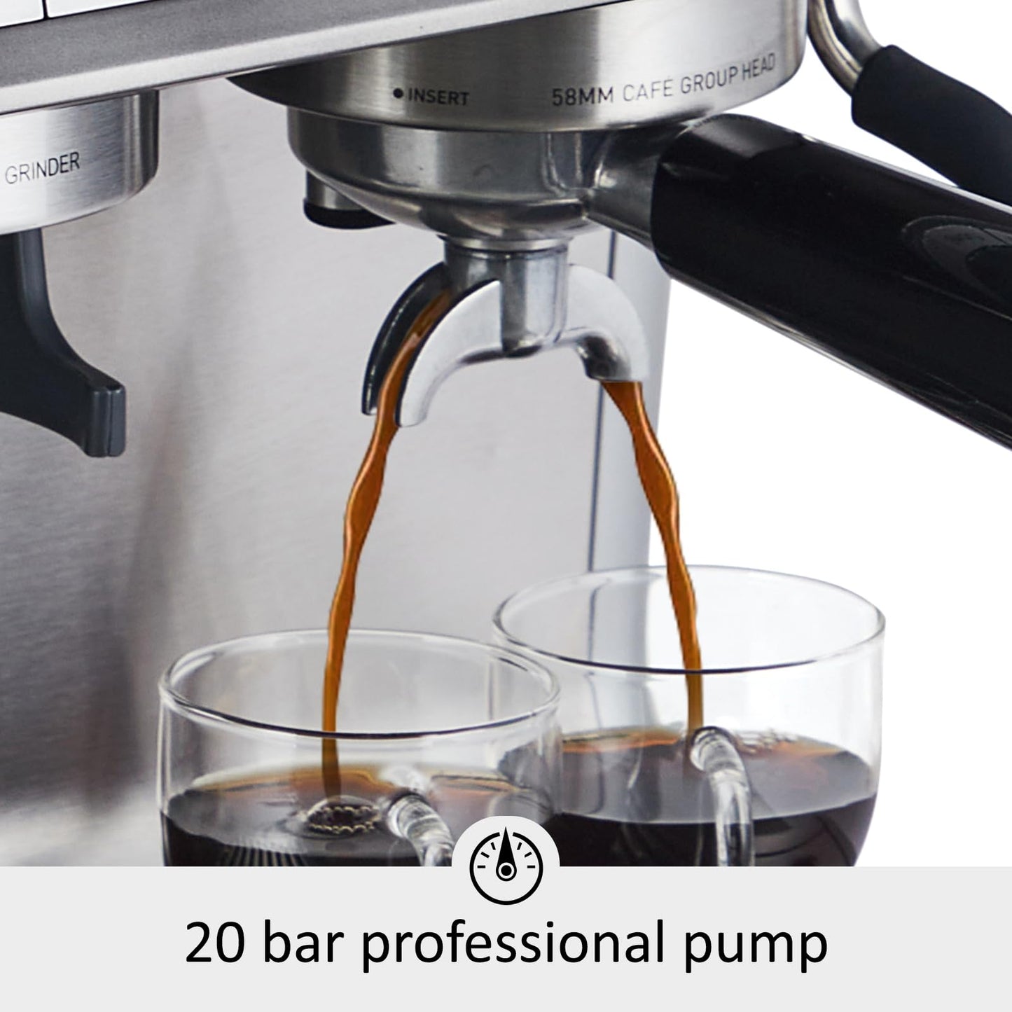 Garvee 1450W 120V 20 Bar Espresso Machine with Steam Wand, Fast Heat,Barista Latte Machine With Removable Water Tank for Cappuccinos or Macchiatos - Silver