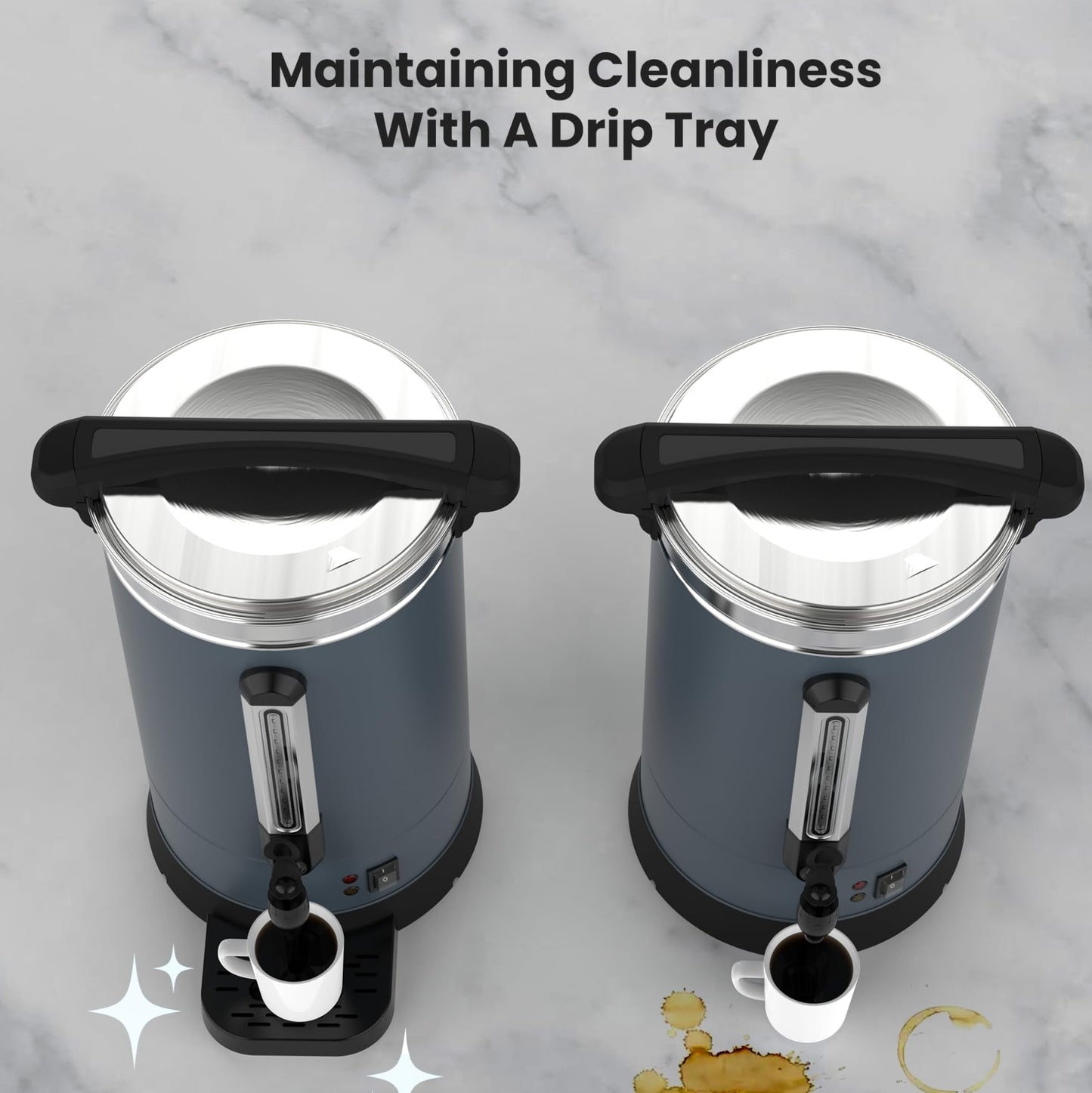 Garvee 120 Cups Coffee Urn,18L/4.8 Gallon Double Wall Commerical Coffee Maker for Buffet Catering Wedding Gathering,Large Capacity Hot Coffee Dispenser,Stainless Steel Hot Water Urn