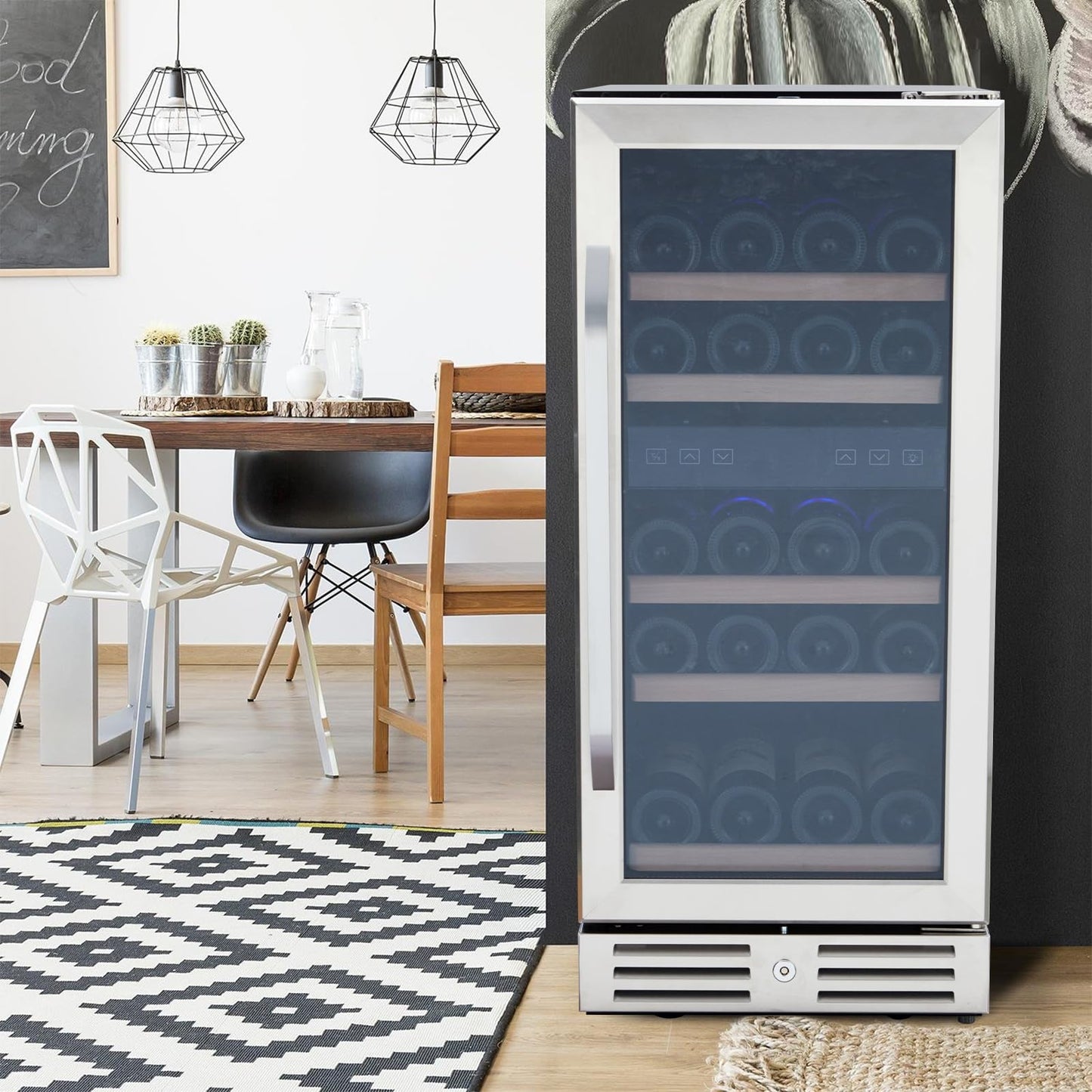 Garvee 15 Inch Wine Cooler Under Counter 29 Bottle Dual Zone Wine Refrigerator with Stainless Steel Digital Temperature Control for Kitchens Bar