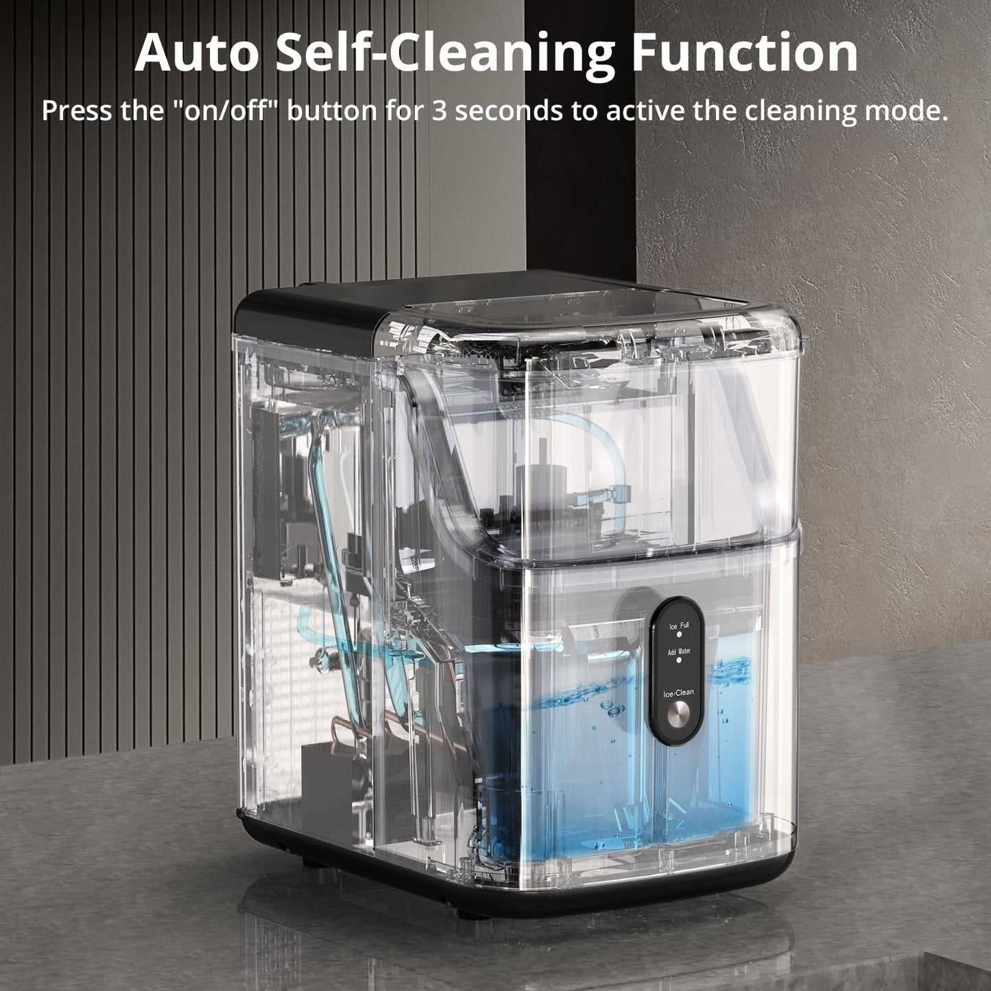 Garvee Commercial Nugget Ice Maker - 36 Lbs/Day Sonic Chewable Ice Machine with Self-Cleaning, Fast 7-Min Ice Making for Home Bar (Silver)