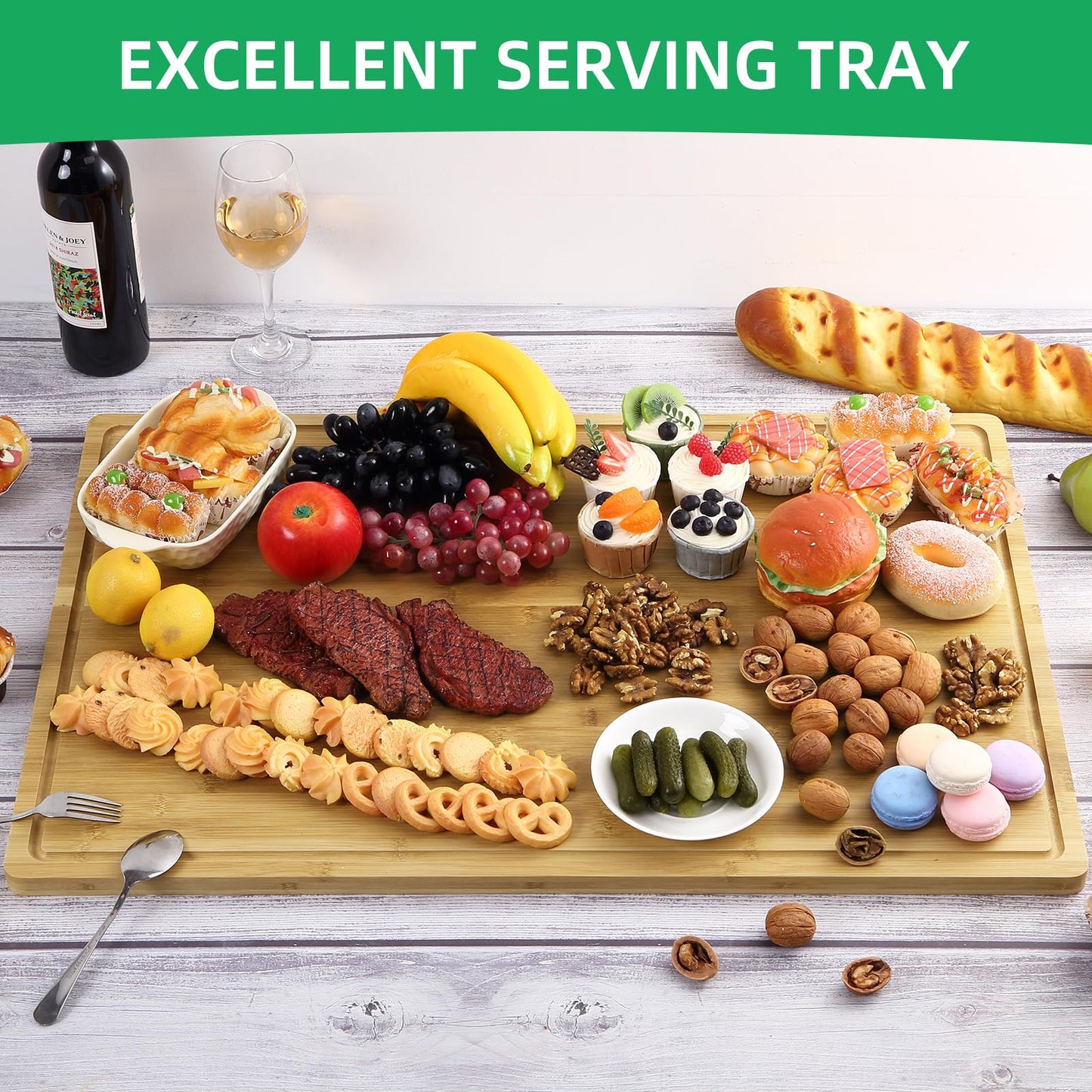 Garvee 30 x 20 Extra Large Bamboo Cutting Board, Wooden Cutting Board for Kitchen With Juice Groove and Handles, Over Sink Board Meat Cutting Board, Large Caving Board Charcuterie Board