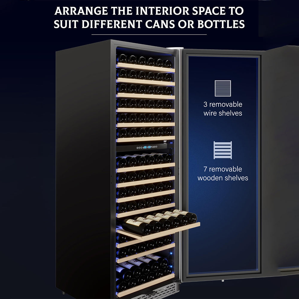 Garvee Dual Zone Freestanding Wine Fridge 24" - 154 Bottle Capacity, Built-In Wine Cooler Refrigerator With Safety Child Lock for Red, White, Champagne, or Sparkling Wine - Stainless Steel