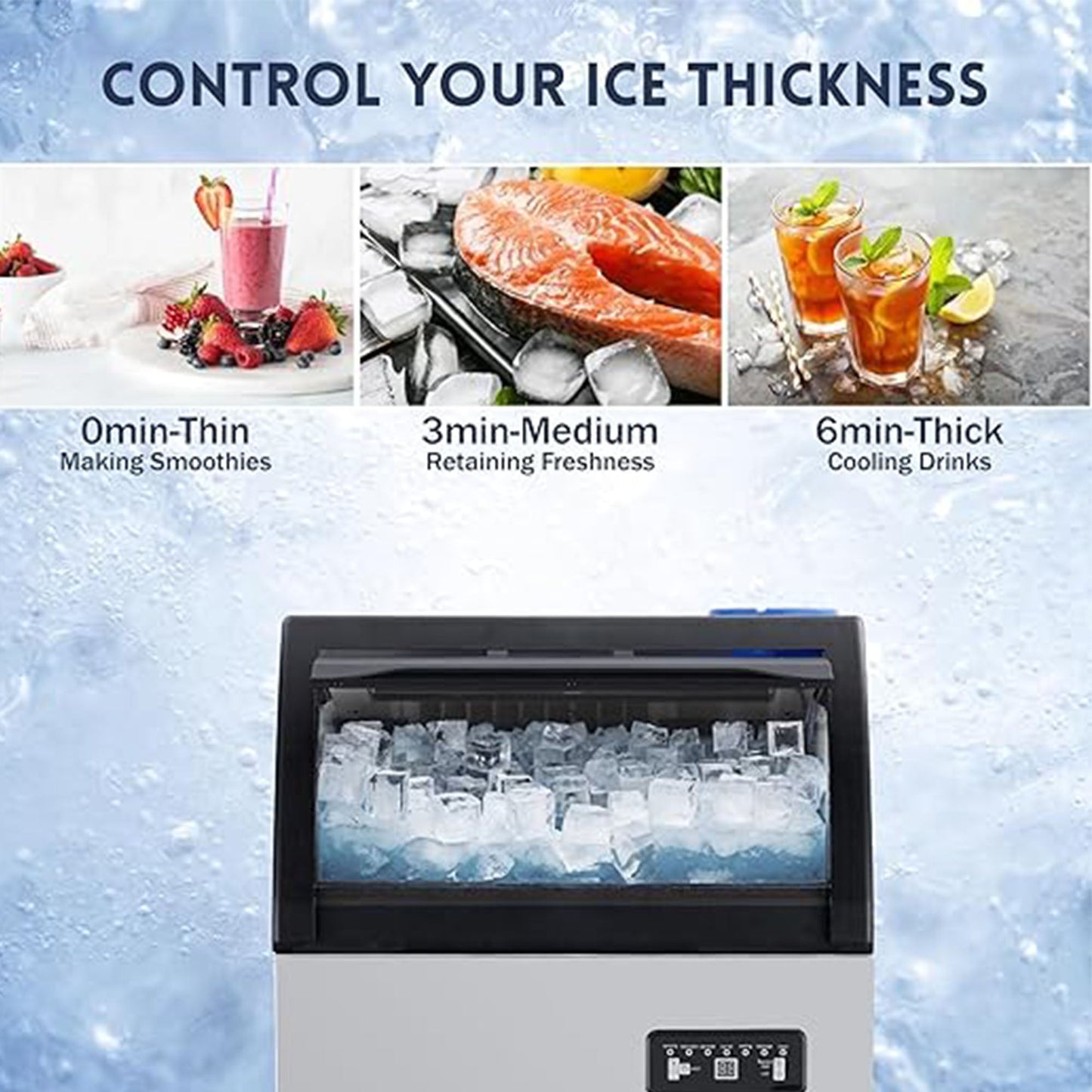 GARVEE 120Lbs/24H Commercial Ice Maker Machine, 33Lbs Storage, Under Counter Stainless Steel, Self-Cleaning, for Home, Restaurant, Bar