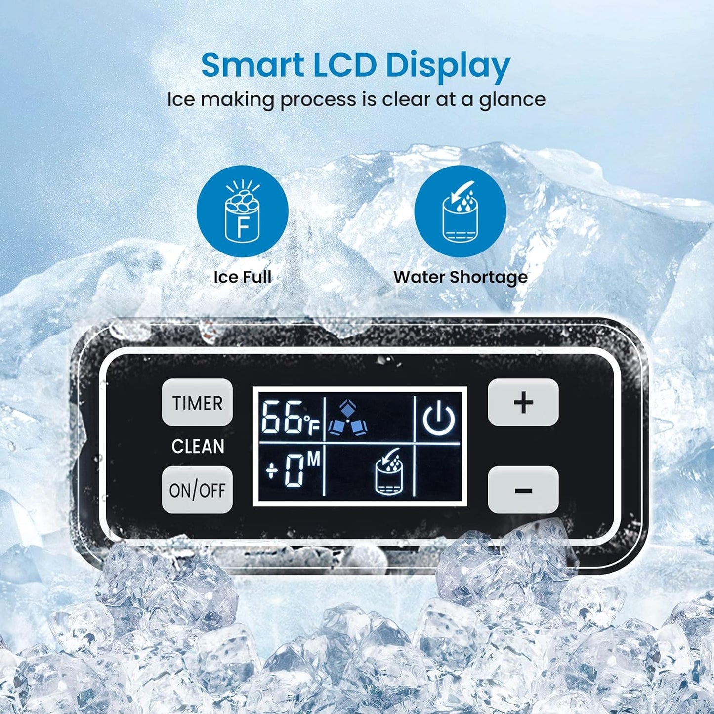 Garvee Ice Maker Machine with 33LBS Storage Bin& Ice Scoops 100LBS/24H Ice Maker Stainless Steel Freestanding Ice Machine for Restaurant Home Bars Coffee Shop