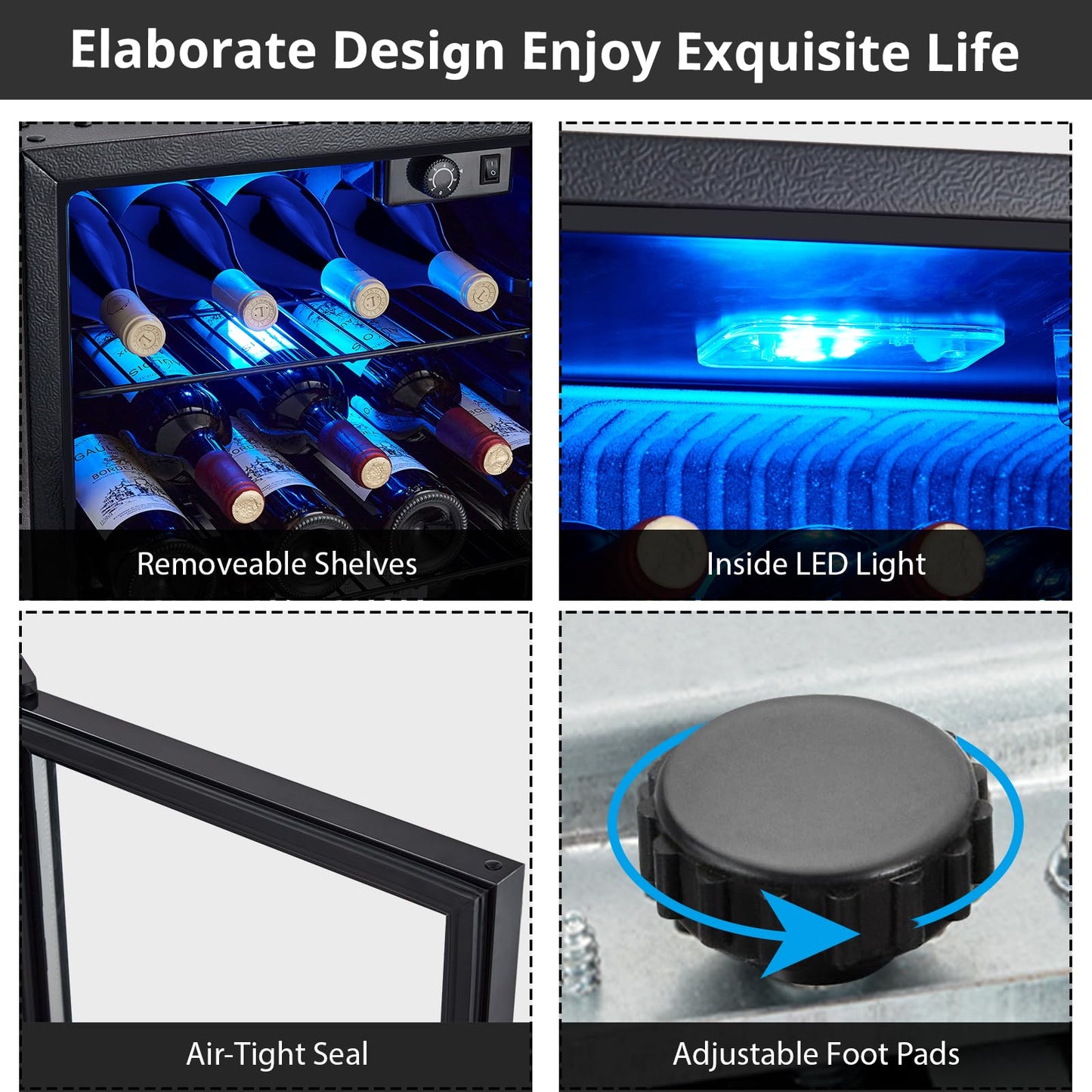 Garvee 16 Bottle Mini Wine Fridge, Wine Cooler Temperature Adjustment Range 40~61°F, Wine Fridge Small with Triple Pane Clear Glass Door, Wine Coolers for Home