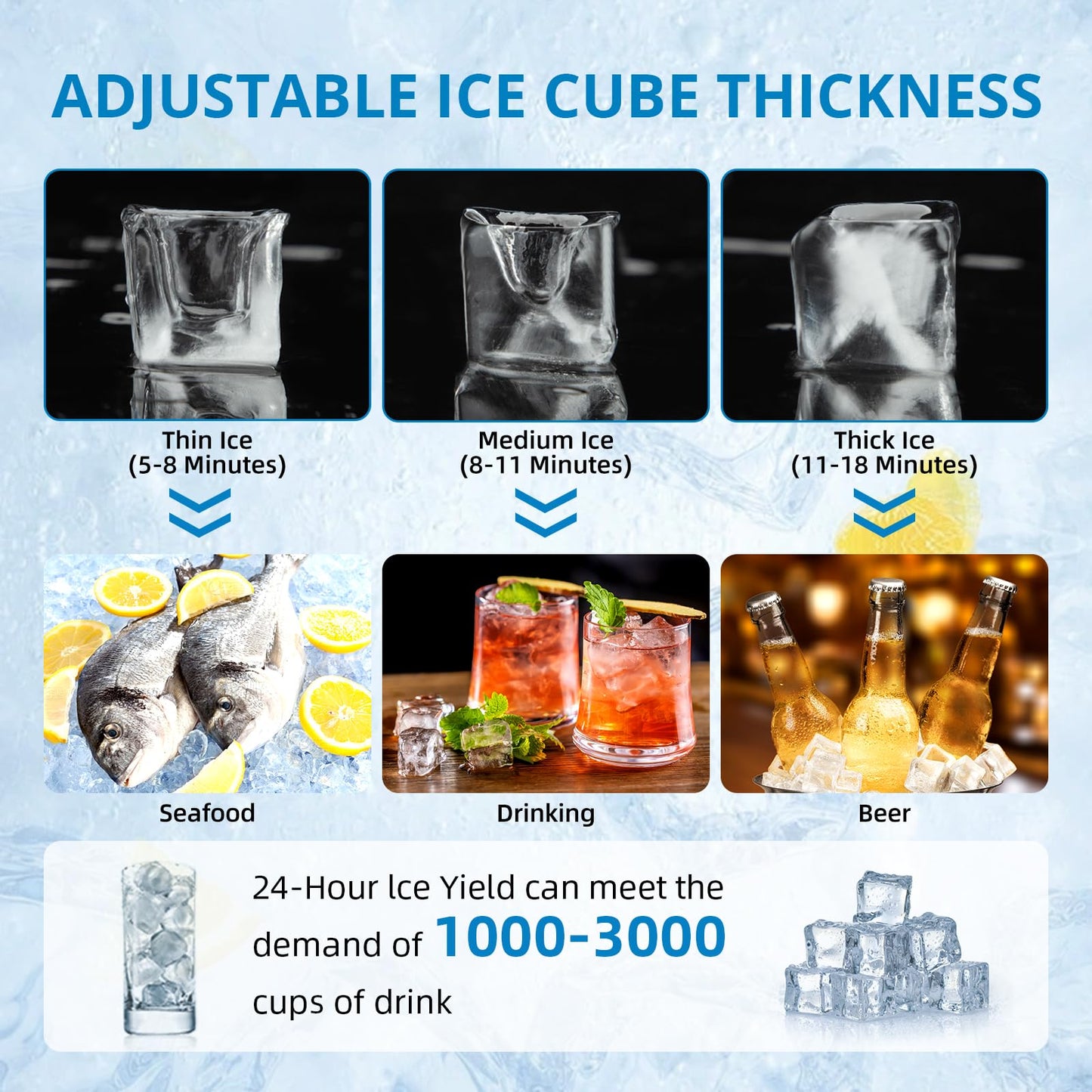 Garvee Commercial Ice Maker Machine, 200LB/24H Stainless Steel Under Counter Ice Maker with 55LBS Storage Capacity, 90 Ice Cubes Ready in 11-18Mins for Home, Bar, Restaurant, Outdoor Activities